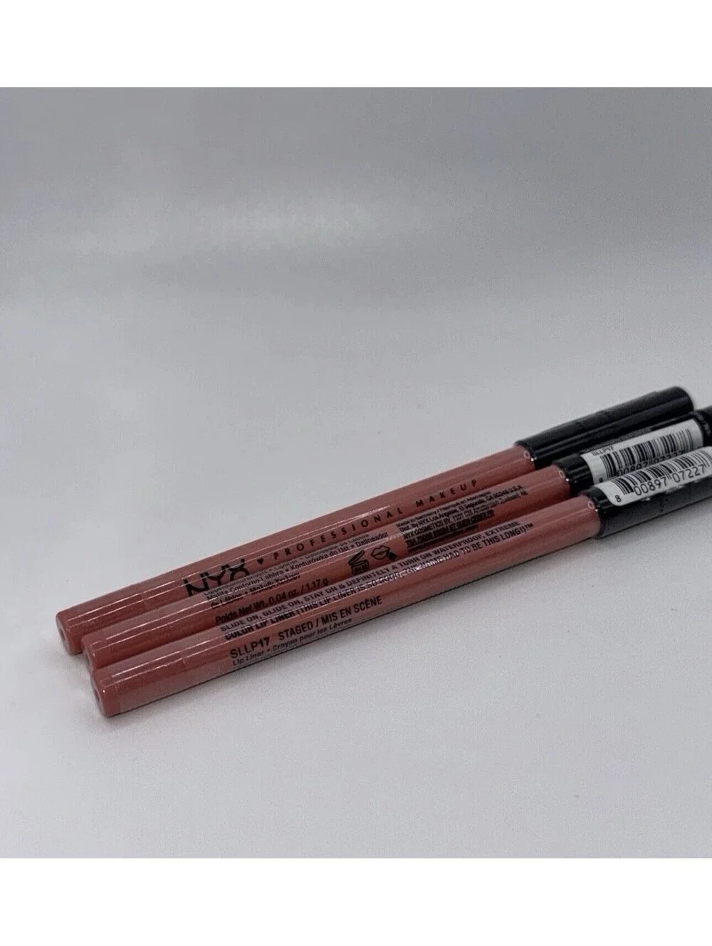 3 NYX Slide On Glide On Stay On Definitely A Turn On Lip Liner Staged